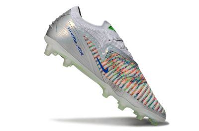 Nike Phantom 6 Low Elite AG Artificial Grass Soccer Cleats - Silver/Neon Green/Coral Pink