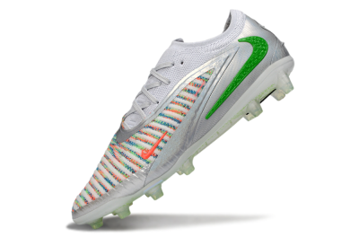 Nike Phantom 6 Low Elite AG Artificial Grass Soccer Cleats - Silver/Neon Green/Coral Pink