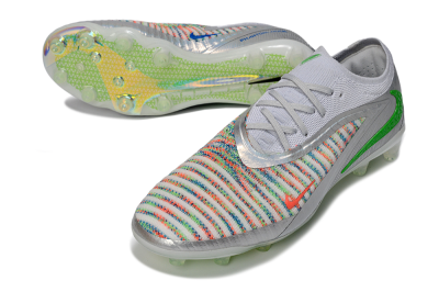 Nike Phantom 6 Low Elite AG Artificial Grass Soccer Cleats - Silver/Neon Green/Coral Pink