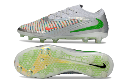 Nike Phantom 6 Low Elite AG Artificial Grass Soccer Cleats - Silver/Neon Green/Coral Pink