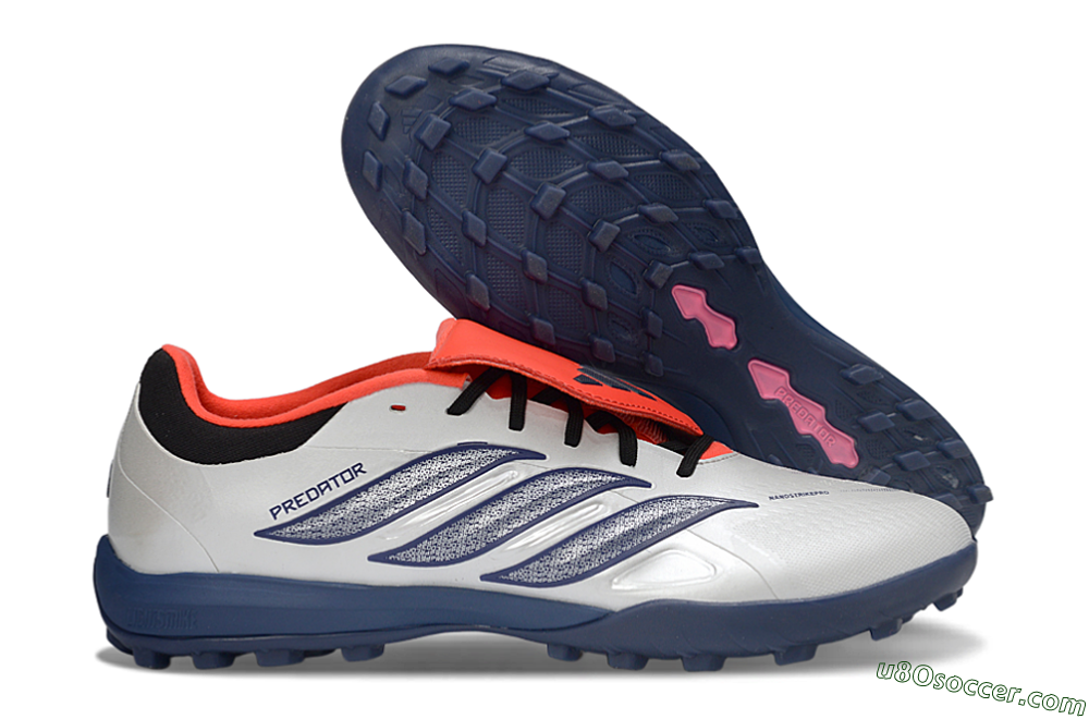 Adidas Predator Elite Fold-Over Tongue TF Artificial Turf Soccer Shoes - White/Navy Blue/Neon Orange 1