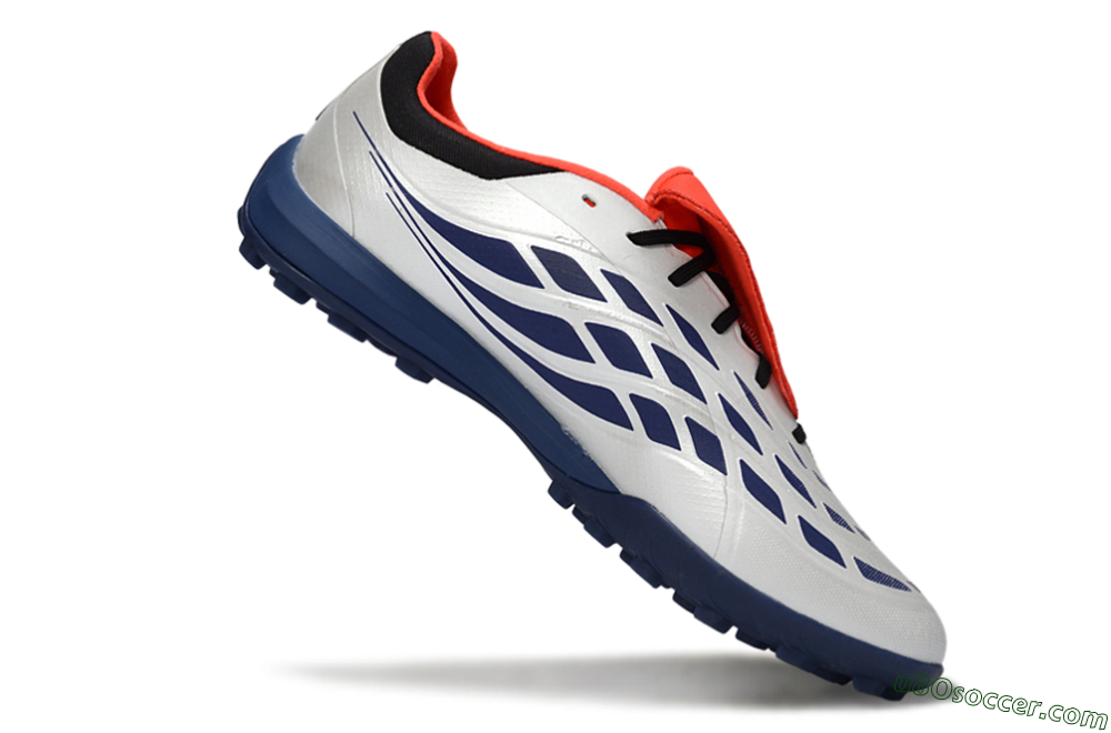 Adidas Predator Elite Fold-Over Tongue TF Artificial Turf Soccer Shoes - White/Navy Blue/Neon Orange 4