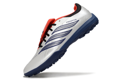 Adidas Predator Elite Fold-Over Tongue TF Artificial Turf Soccer Shoes - White/Navy Blue/Neon Orange