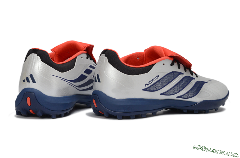 Adidas Predator Elite Fold-Over Tongue TF Artificial Turf Soccer Shoes - White/Navy Blue/Neon Orange 6