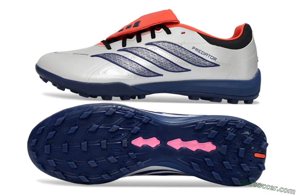 Adidas Predator Elite Fold-Over Tongue TF Artificial Turf Soccer Shoes - White/Navy Blue/Neon Orange 0