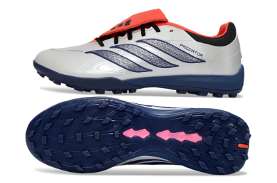 Adidas Predator Elite Fold-Over Tongue TF Artificial Turf Soccer Shoes - White/Navy Blue/Neon Orange