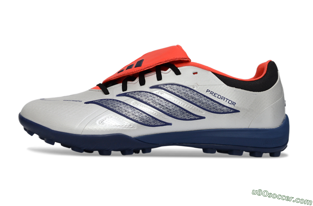 Adidas Predator Elite Fold-Over Tongue TF Artificial Turf Soccer Shoes - White/Navy Blue/Neon Orange 2