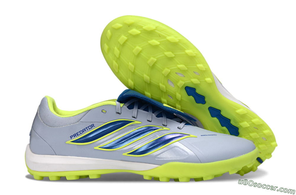 Adidas Predator Elite Fold-Over Tongue TF Artificial Turf Soccer Shoes - Gray/Lime Green/Navy Blue 1