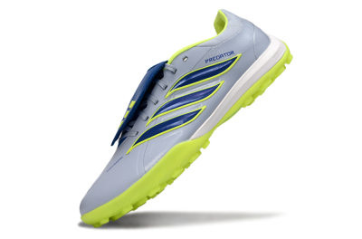 Adidas Predator Elite Fold-Over Tongue TF Artificial Turf Soccer Shoes - Gray/Lime Green/Navy Blue