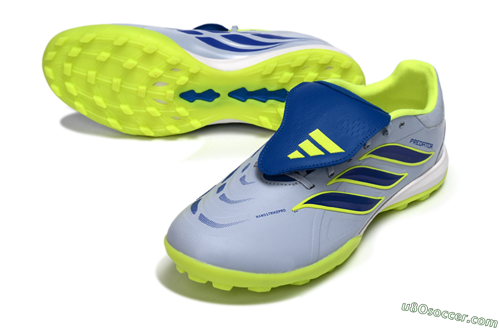 Adidas Predator Elite Fold-Over Tongue TF Artificial Turf Soccer Shoes - Gray/Lime Green/Navy Blue 3