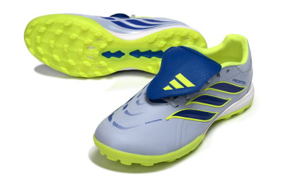 Adidas Predator Elite Fold-Over Tongue TF Artificial Turf Soccer Shoes - Gray/Lime Green/Navy Blue