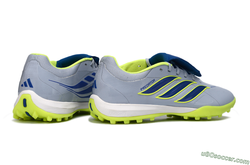 Adidas Predator Elite Fold-Over Tongue TF Artificial Turf Soccer Shoes - Gray/Lime Green/Navy Blue 6