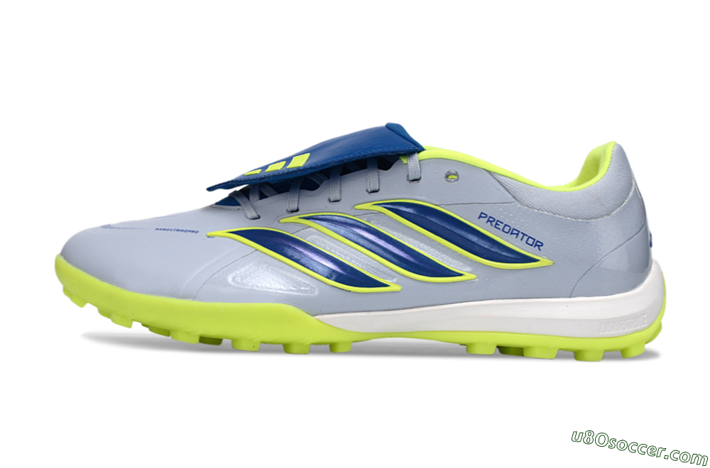 Adidas Predator Elite Fold-Over Tongue TF Artificial Turf Soccer Shoes - Gray/Lime Green/Navy Blue 2