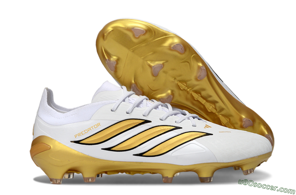 Adidas Predator 26 Elite FG Firm Ground Soccer Cleats - White/Golden Burst/Sleek Black 1