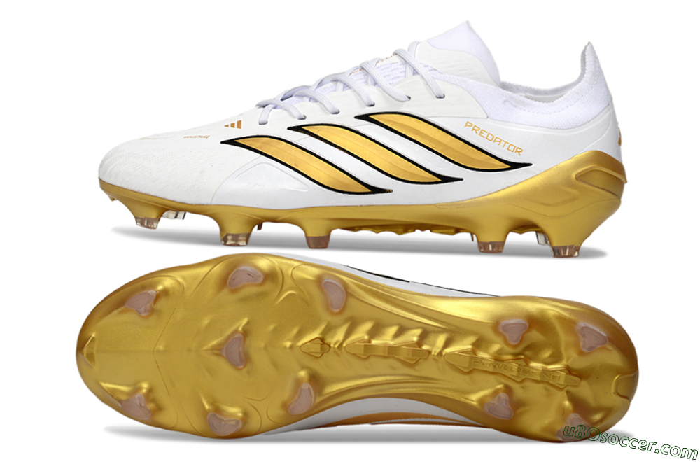 Adidas Predator 26 Elite FG Firm Ground Soccer Cleats - White/Golden Burst/Sleek Black 0