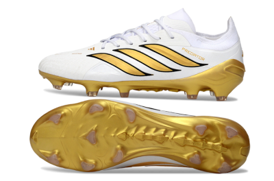 Adidas Predator 26 Elite FG Firm Ground Soccer Cleats - White/Golden Burst/Sleek Black
