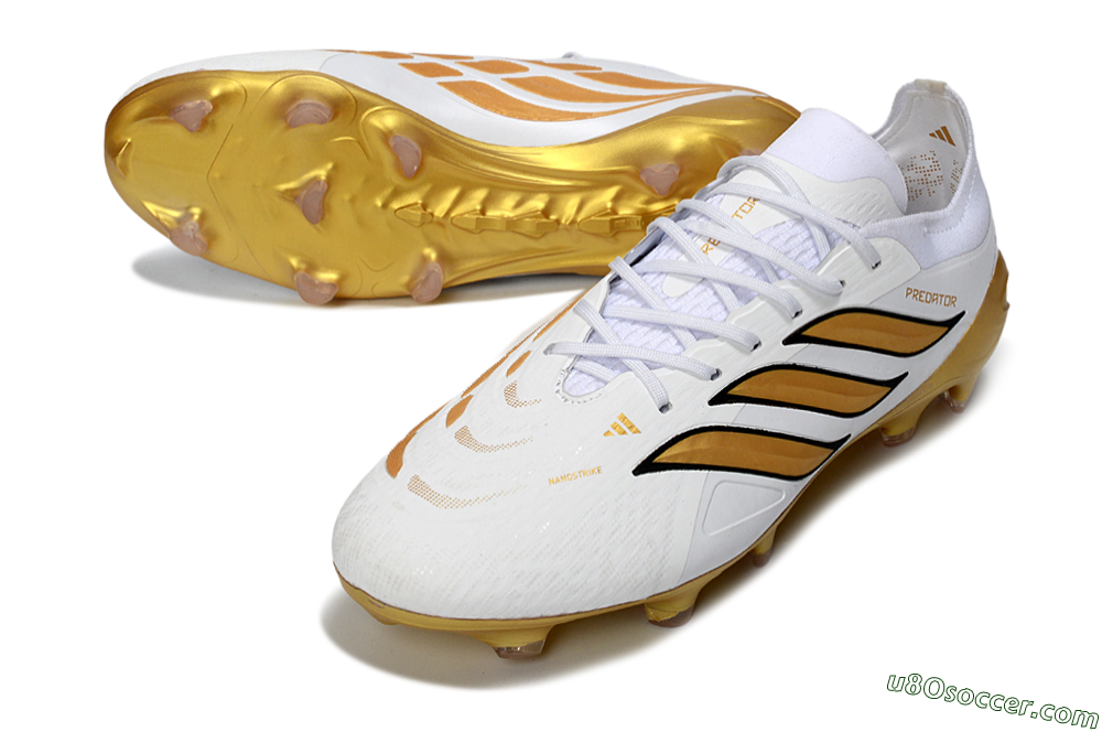 Adidas Predator 26 Elite FG Firm Ground Soccer Cleats - White/Golden Burst/Sleek Black 3