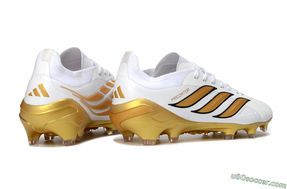 Adidas Predator 26 Elite FG Firm Ground Soccer Cleats - White/Golden Burst/Sleek Black 6