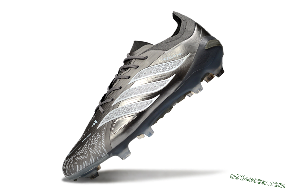 Adidas Predator 26 Elite FG Firm Ground Soccer Cleats - Gray/Graphite Silver/Charcoal 5