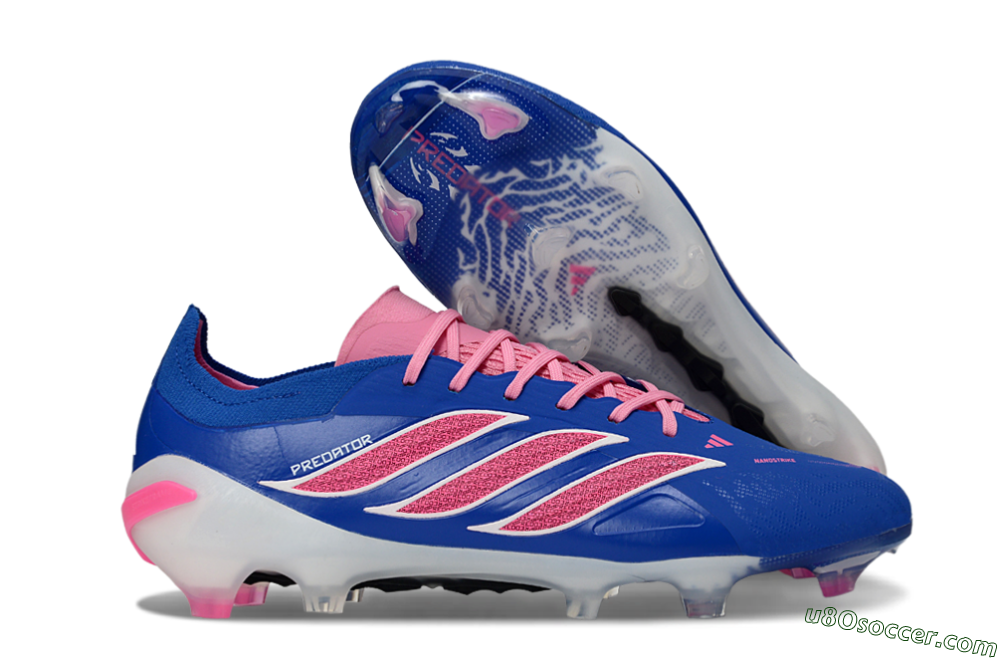 Adidas Predator 26 Elite FG Firm Ground Soccer Cleats - Blue/Electric Pink/White 1
