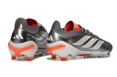 Adidas Predator 26 Elite FG Firm Ground Soccer Cleats - Gray/Vibrant Red/Metallic Silver