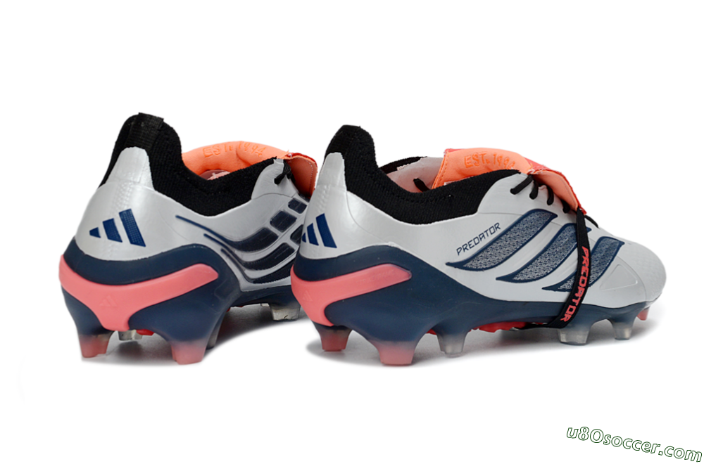 Adidas Predator 26 Elite Fold-Over Tongue FG Firm Ground Soccer Cleats - White/Midnight Blue/Flame Orange 6