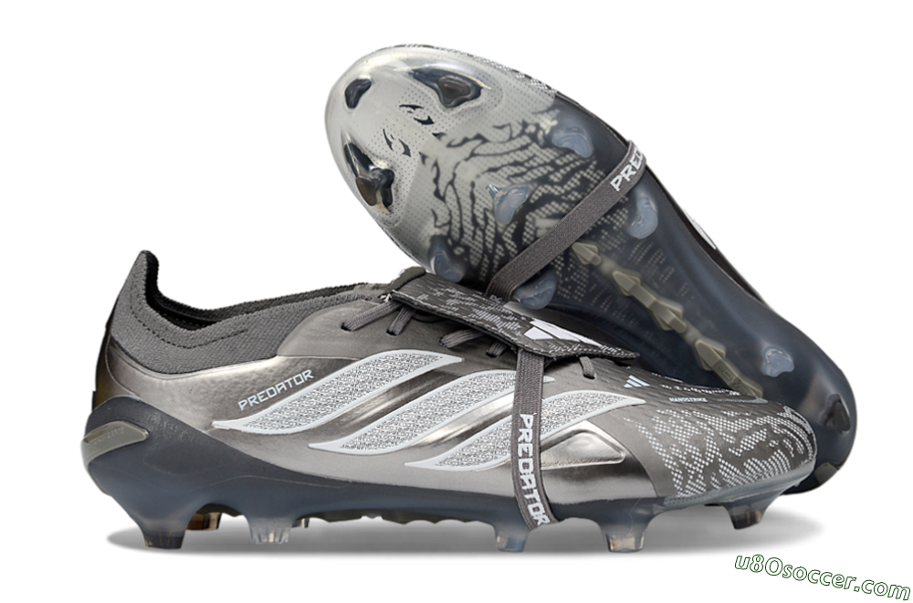 Adidas Predator 26 Elite Fold-Over Tongue FG Firm Ground Soccer Cleats - Black/Steel Grey/White 1