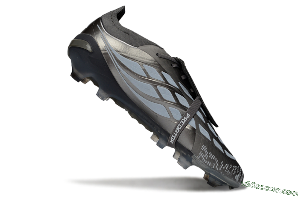 Adidas Predator 26 Elite Fold-Over Tongue FG Firm Ground Soccer Cleats - Black/Steel Grey/White 4