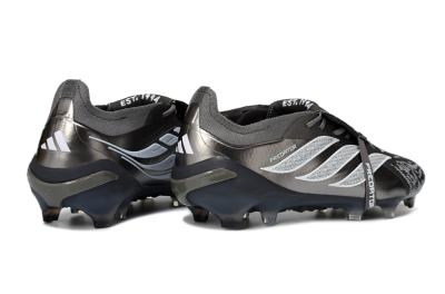 Adidas Predator 26 Elite Fold-Over Tongue FG Firm Ground Soccer Cleats - Black/Steel Grey/White