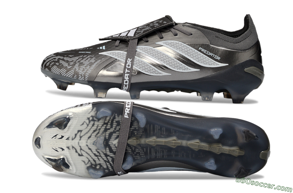 Adidas Predator 26 Elite Fold-Over Tongue FG Firm Ground Soccer Cleats - Black/Steel Grey/White 0