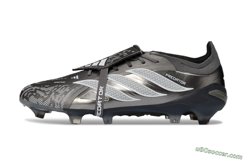 Adidas Predator 26 Elite Fold-Over Tongue FG Firm Ground Soccer Cleats - Black/Steel Grey/White 2