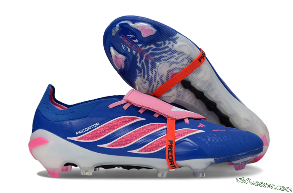 Adidas Predator 26 Elite Fold-Over Tongue FG Firm Ground Soccer Cleats - Blue/Neon Pink/White 1