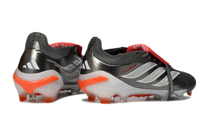 Adidas Predator 26 Elite Fold-Over Tongue FG Firm Ground Soccer Cleats - Gray/Electric Orange/Metallic Silver