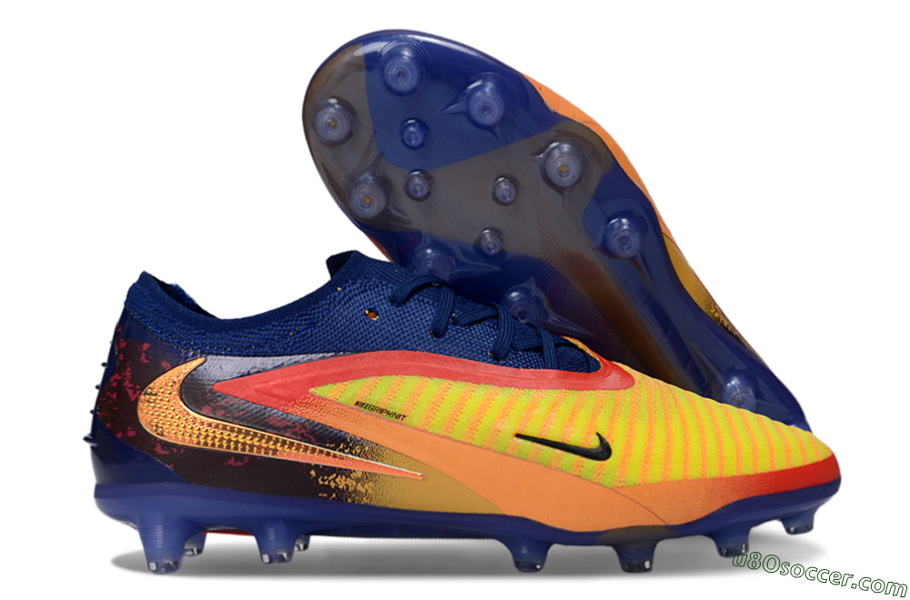 Nike Phantom 6 Low Elite AG Artificial Grass Soccer Cleats - Yellow/Navy Blue/Fiery Red 1