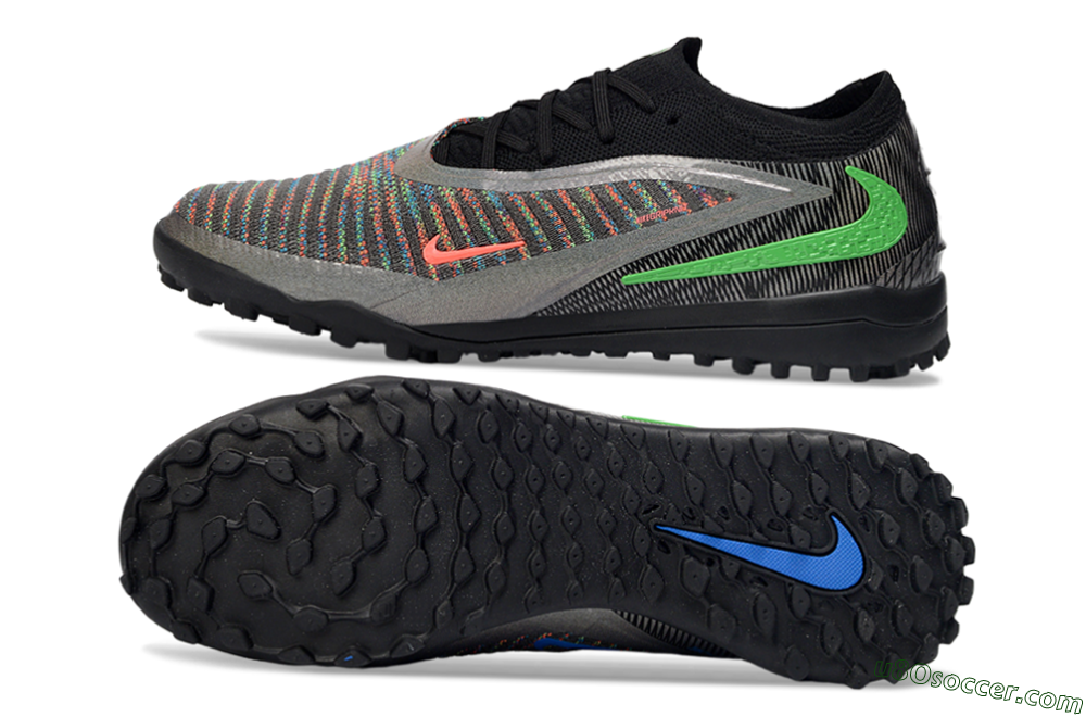 Nike Phantom 6 Low Elite TF Artificial Turf Soccer Shoes - Black/Vibrant Green/Coral Red 0