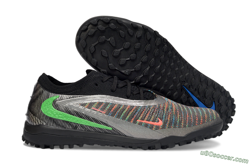 Nike Phantom 6 Low Elite TF Artificial Turf Soccer Shoes - Black/Vibrant Green/Coral Red 1