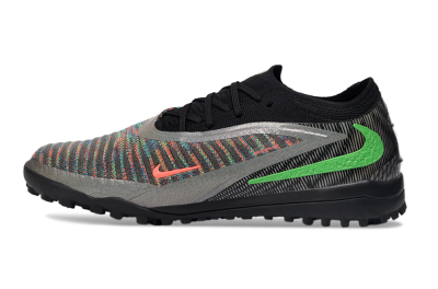 Nike Phantom 6 Low Elite TF Artificial Turf Soccer Shoes - Black/Vibrant Green/Coral Red