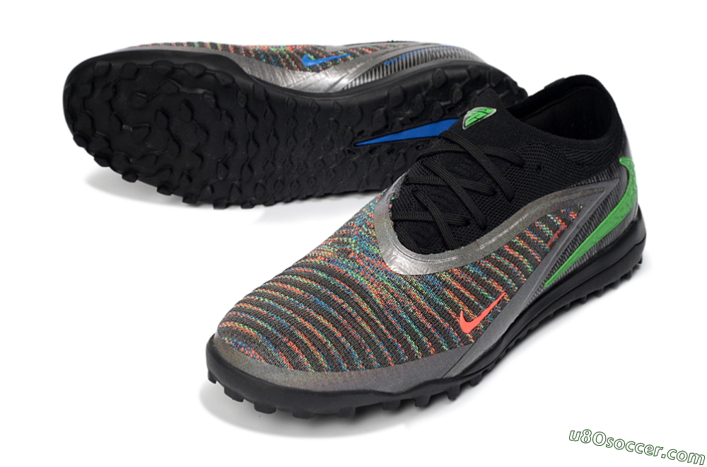 Nike Phantom 6 Low Elite TF Artificial Turf Soccer Shoes - Black/Vibrant Green/Coral Red 3