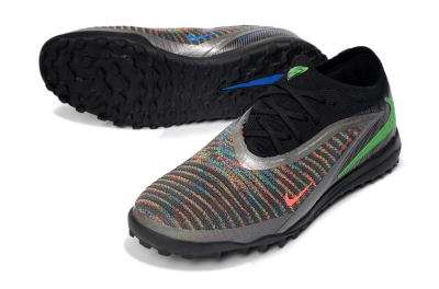 Nike Phantom 6 Low Elite TF Artificial Turf Soccer Shoes - Black/Vibrant Green/Coral Red