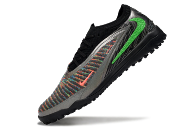 Nike Phantom 6 Low Elite TF Artificial Turf Soccer Shoes - Black/Vibrant Green/Coral Red