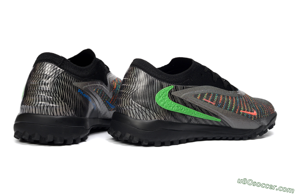 Nike Phantom 6 Low Elite TF Artificial Turf Soccer Shoes - Black/Vibrant Green/Coral Red 6