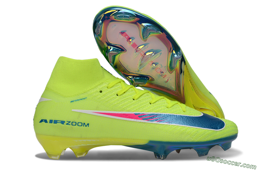 Nike Air Zoom Mercurial Superfly 10 Elite FG Firm Ground Soccer Cleats - Green/Luminous Green/Blue Shift 1