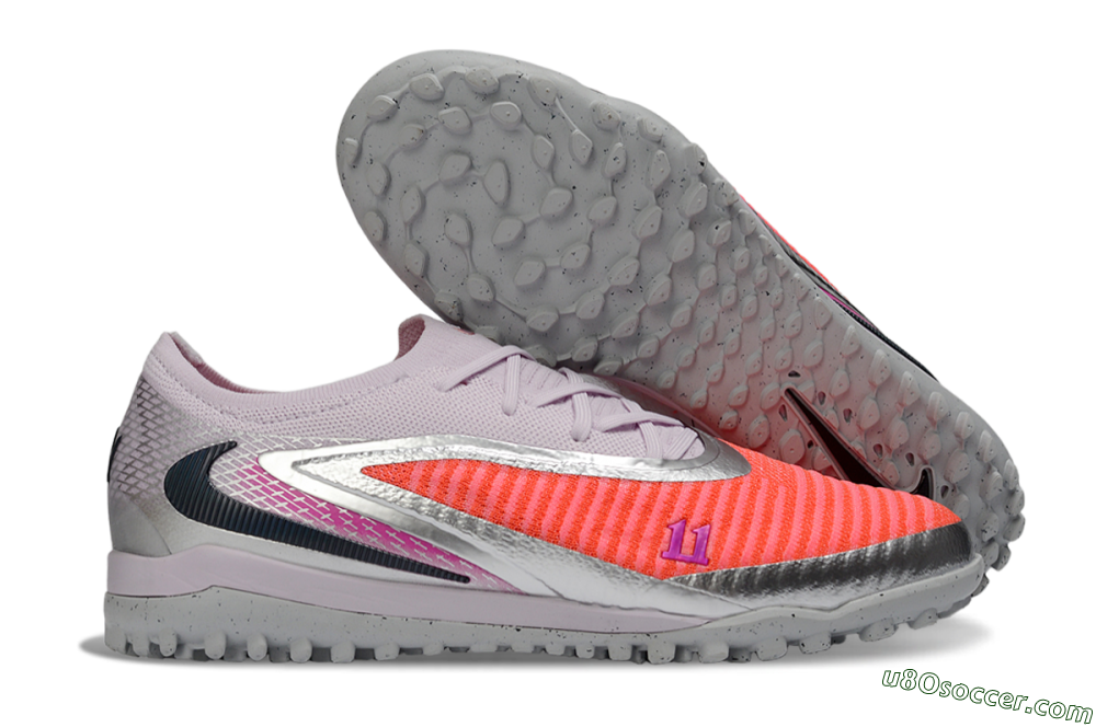 Nike Phantom 6 Low Elite TF Artificial Turf Soccer Shoes - Pink/Flamingo Pink/Steel Gray 1