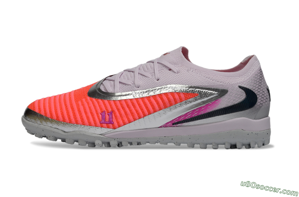 Nike Phantom 6 Low Elite TF Artificial Turf Soccer Shoes - Pink/Flamingo Pink/Steel Gray 2