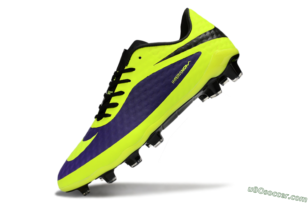 Nike Hypervenom Phantom FG Firm Ground Soccer Cleats - Yellow/Bright Yellow/Deep Purple 6
