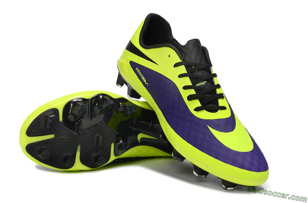 Nike Hypervenom Phantom FG Firm Ground Soccer Cleats - Yellow/Bright Yellow/Deep Purple 4