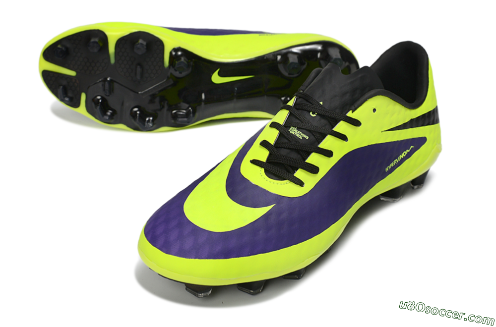 Nike Hypervenom Phantom FG Firm Ground Soccer Cleats - Yellow/Bright Yellow/Deep Purple 3