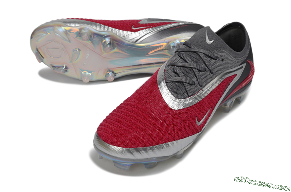 Nike Phantom 6 Low Elite FG Firm Ground Soccer Cleats - Red/Crimson Red/Steel Grey 3