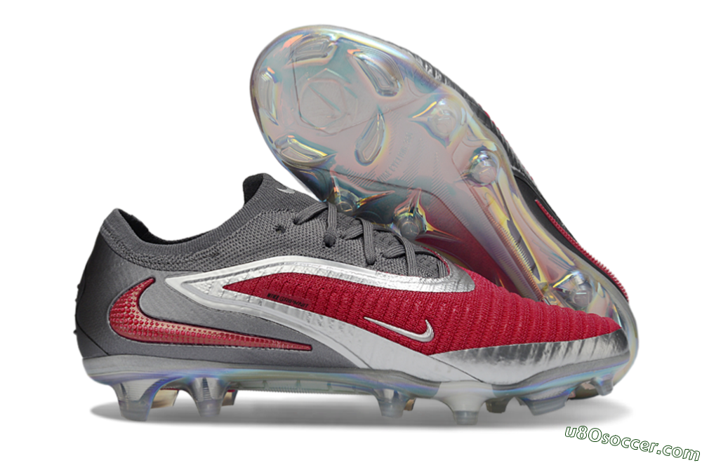 Nike Phantom 6 Low Elite FG Firm Ground Soccer Cleats - Red/Crimson Red/Steel Grey 1