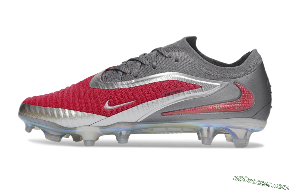 Nike Phantom 6 Low Elite FG Firm Ground Soccer Cleats - Red/Crimson Red/Steel Grey 2